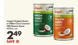 Longo's Organic Green or Yellow Curry Coconut Milk Simmer Sauce offer