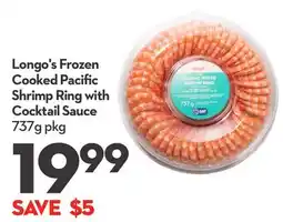 Longo's Longo's Frozen Cooked Pacific Shrimp Ring with Cocktail Sauce offer