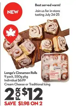 Longo's Cinnamon Rolls offer