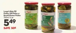 Longo's Baby Dill Pickles, Dill Pickles or Bread & Butter Pickles offer