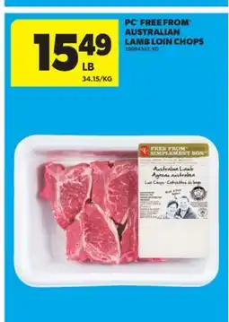Real Canadian Superstore PC FREE FROM AUSTRALIAN LAMB LOIN CHOPS offer