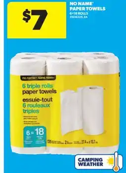 Real Canadian Superstore NO NAME PAPER TOWELS, 6 = 18 ROLLS offer