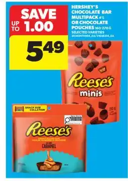 Real Canadian Superstore HERSHEY'S CHOCOLATE BAR MULTIPACK 4'S OR CHOCOLATE POUCHES 160-270 G offer