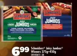 Real Canadian Superstore SCHNEIDERS JUICY JUMBOS WIENERS, 375G - 450G offer