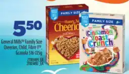 Real Canadian Superstore General Mills TM Family Size Cheerios, Child, Fibre 1 TM, Granola, 516-725g offer