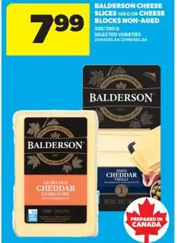 Real Canadian Superstore BALDERSON CHEESE SLICES 140 G OR CHEESE BLOCKS NON-AGED 250/280 G offer