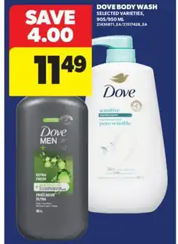 Real Canadian Superstore DOVE BODY WASH, 905/950 ML offer