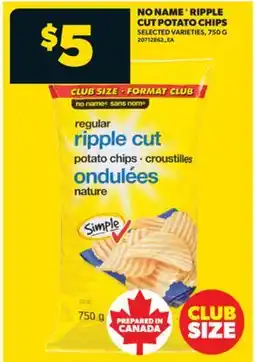 Real Canadian Superstore NO NAME RIPPLE CUT POTATO CHIPS, 750 G offer