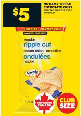 Real Canadian Superstore NO NAME RIPPLE CUT POTATO CHIPS, 750 G offer
