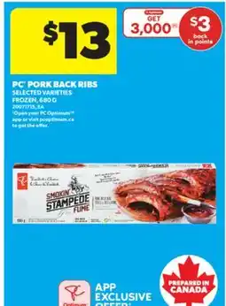 Real Canadian Superstore PC PORK BACK RIBS, 680 G offer