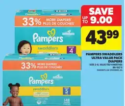 Real Canadian Superstore PAMPERS SWADDLERS ULTRA VALUE PACK DIAPERS, 88-192' S offer