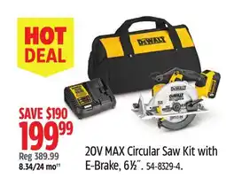Canadian Tire Dewalt 20V MAX Circular Saw Kit with E-Brake, 61⁄2˝ offer