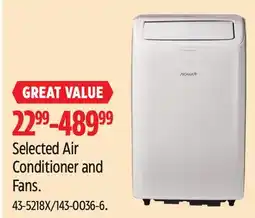 Canadian Tire For Living Selected Air Conditioner and Fans offer
