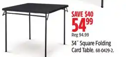Canadian Tire For Living 34˝ Square Folding Card Table offer
