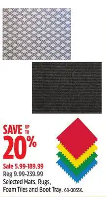 Canadian Tire Korhani Selected Mats, Rugs, Foam Tiles and Boot Tray offer