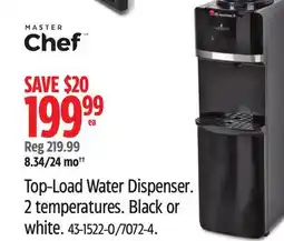 Canadian Tire MASTER Chef Top-Load Water Dispenser. 2 temperatures offer