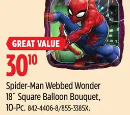 Canadian Tire Disney Spider-Man Webbed Wonder 18˝ Square Balloon Bouquet, 10-Pc offer