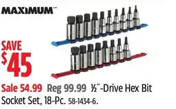Canadian Tire MAXIMUM 1⁄2˝-Drive Hex Bit Socket Set, 18-Pc offer
