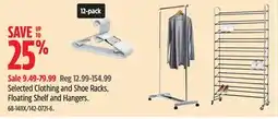 Canadian Tire Type A Selected Clothing and Shoe Racks, Floating Shelf and Hangers offer
