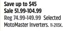 Canadian Tire Motomaster Selected MotoMaster Inverters offer