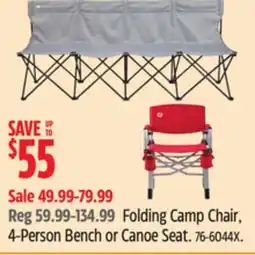 Canadian Tire Woods Folding Camp Chair, 4-Person Bench or Canoe Seat offer
