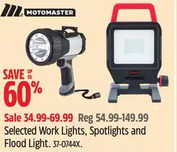 Canadian Tire MotoMaster Selected Work Lights, Spotlights and Flood Light offer