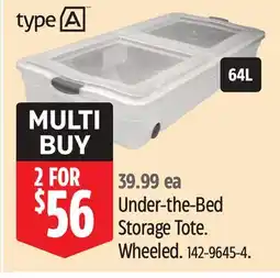 Canadian Tire type-a Under-the-Bed Storage Tote. Wheeled offer