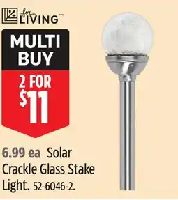 Canadian Tire For Living Solar Crackle Glass Stake Light offer