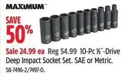 Canadian Tire Maximum Deep Impact Socket Set SAE or Metric offer