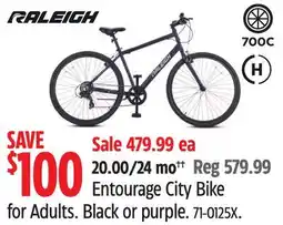 Canadian Tire Raleigh Entourage City Bike for Adults. Black or purple offer