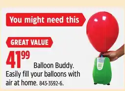 Canadian Tire Balloon Buddy. Easily fill your balloons with air at home offer