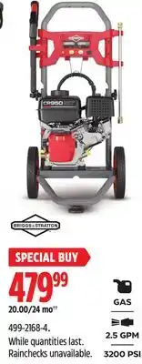 Canadian Tire Briggs & Stratton GAS 2.5 GPM 3200 PSI offer