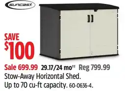 Canadian Tire Suncast Stow -Away Horizontal Shed. Up to 70 cu-ft offer