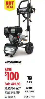 Canadian Tire SIMONIZ GAS 2.8 GPM offer