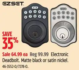 Canadian Tire Ezset Electronic Deadbolt offer