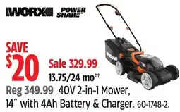 Canadian Tire Worx 14 with 4Ah Battery & Charger offer