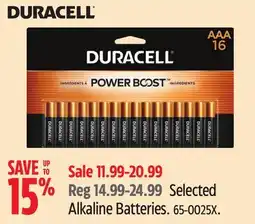 Canadian Tire Duracell Selected Alkaline Batteries offer