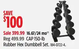 Canadian Tire Cap Barbell Rubber Hex Dumbbell Set offer