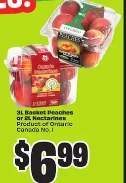 Chalo FreshCo 3L Basket Peaches or 2L Nectarines Product of Ontario Canada No. 1 offer