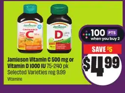 Chalo FreshCo Jamieson Vitamin C 500 mg or Vitamin D 1000 IU 75-240 pk Selected Varieties offer