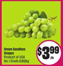 Chalo FreshCo Green Seedless Grapes Product of USA No. 1 Grade 8.80/kg offer