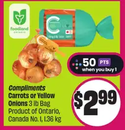 Chalo FreshCo Compliments Carrots or Yellow Onions 3 Bag lb Product of Ontario, Canada No. 1, 1.36 kg offer