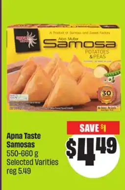Chalo FreshCo Apna Taste Samosas 550-660 g Selected Varities offer