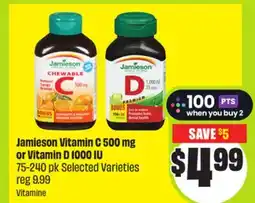 FreshCo Jamieson Vitamin C 500 mg or Vitamin D 1000 IU 75-240 pk Selected varieties offer