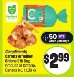 FreshCo Compliments Carrots or Yellow Onions 3 lb Bag Product of Ontario, Canada No. 1, 1.36 kg offer