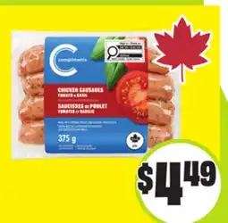 FreshCo Compliments Breakfast or Dinner Sausage 375-500 g or Chicken Sausage 375 g offer