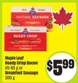 FreshCo Maple Leaf Ready Crisp Bacon 65-85g or Breakfast Sausage 300 g offer