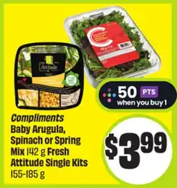 FreshCo Compliments Baby Arugula, Spinach or Spring Mix 142 g Fresh Attitude Single Kits 155-185 g offer