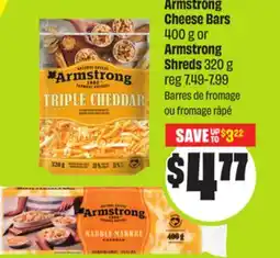 FreshCo Armstrong Cheese Bars 400 g or Armstrong Shreds 320 g offer