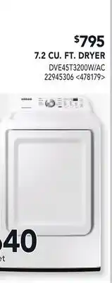 RONA SAMSUNG 7.2 CU. FT. DRYER offer